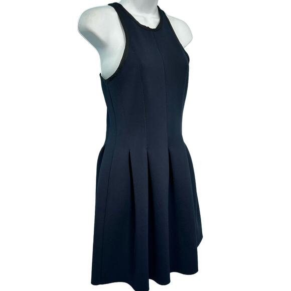 Alexander Wang Navy Blue Black Pleated Neoprene Scuba Mini Racerback Dress sz S - Picture 10 of 11
